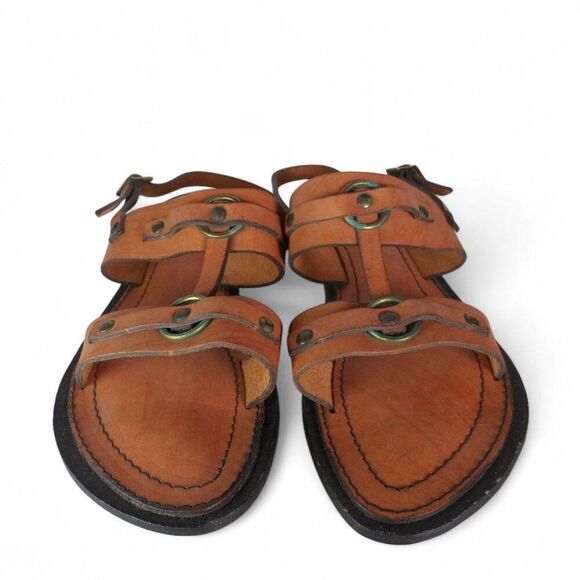 Vintage Made in Italy 1508 Leather Slingback Sandals Brown Women's 7M - Picture 4 of 11